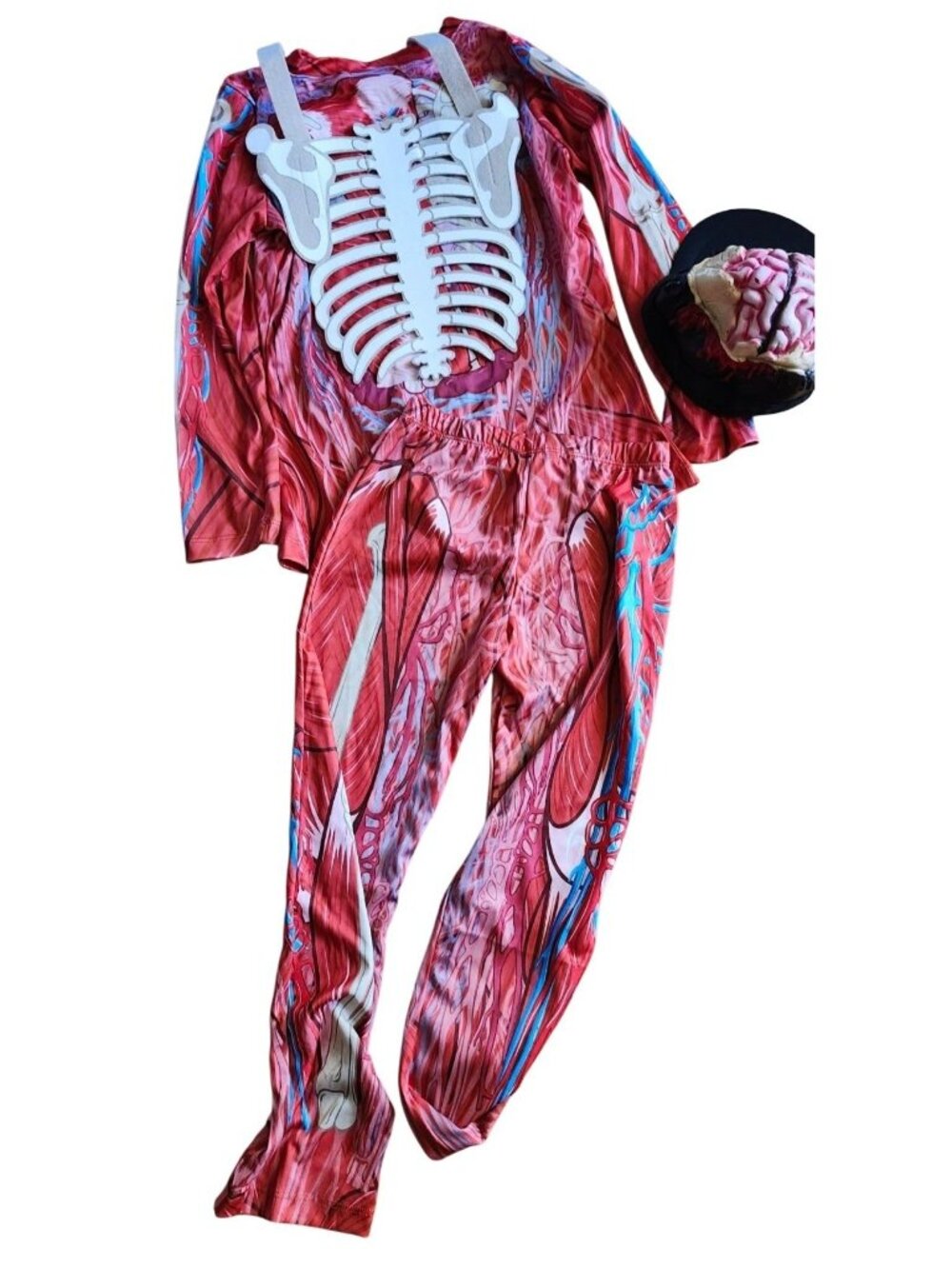 Boy Chasing Fireflies Human Anatomy Skeleton Zombie Halloween Costume Size 10